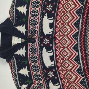Aspen Fair Isle Polar Bear Christmas Holiday 1/4 Zip Knit Sweater Womens Large‎